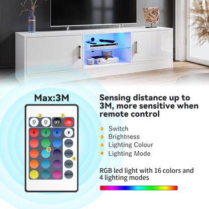 ELEGANT 1200mm LED TV Cabinet Modern White Gloss TV Stand with Ambient Lights for Living Room and Bedroom with Storage Furniture for 32 40 43 50 inch 4k TV