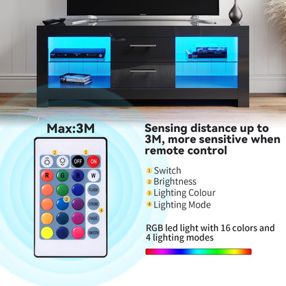 ELEGANT 1200mm LED TV Cabinet Modern White Gloss TV Stand with Ambient Lights for Living Room and Bedroom with Storage Furniture for 32 40 43 50 inch 4k TV