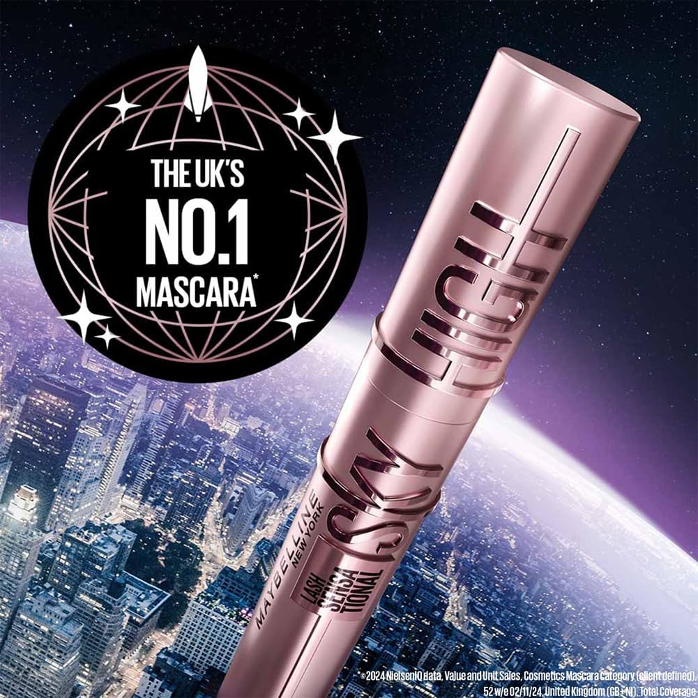 Maybelline New York Lash Sensational Sky High Mascara, Volumising & Lengthening, Washable Flake-Free Formula: Black + Plum Twilight + Space Diamond (Trio Bundle)