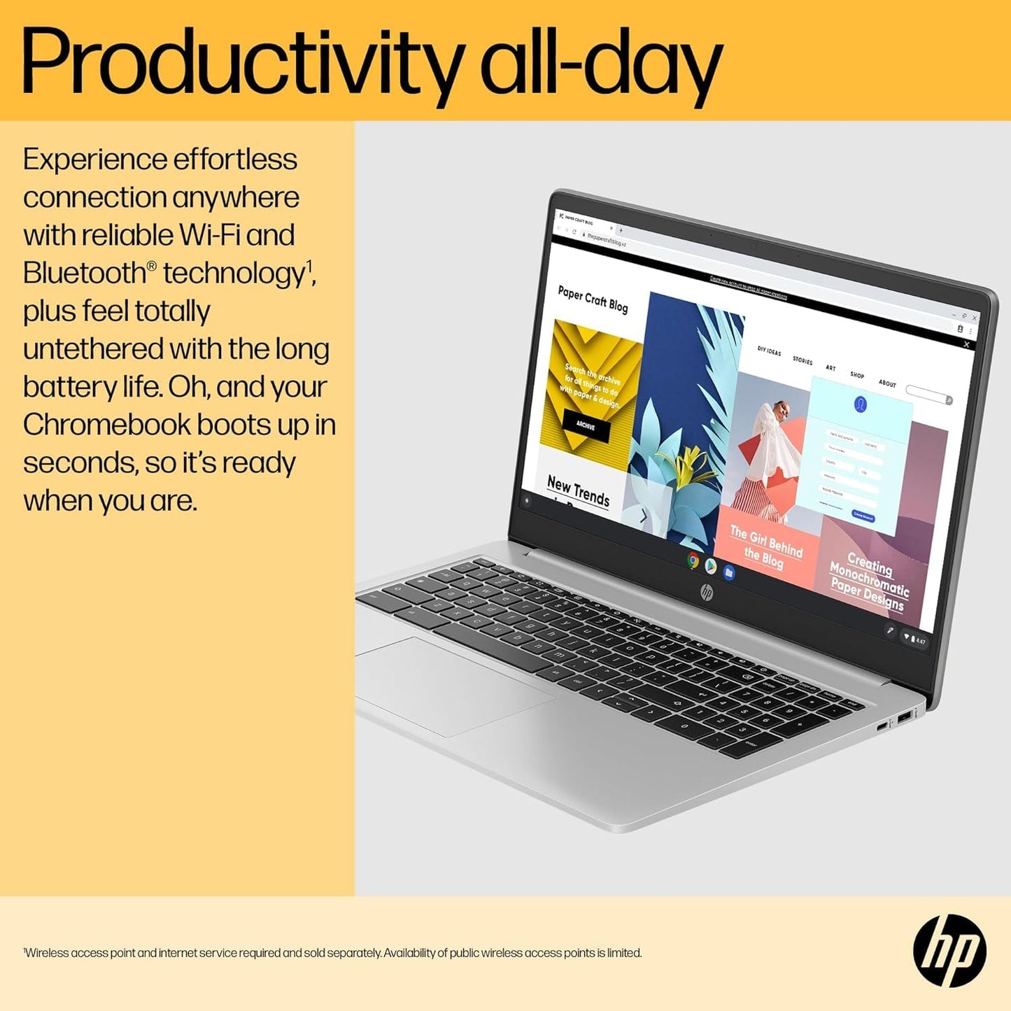 HP Chromebook 14" | Intel Processor N100 Processor| 4 GB RAM | 128 GB Flash Storage | Intel UHD Graphics | HD Display | Up to 12hrs battery | Chrome OS | Dual Speakers | Glacier Silver | 14a-nf0002sa