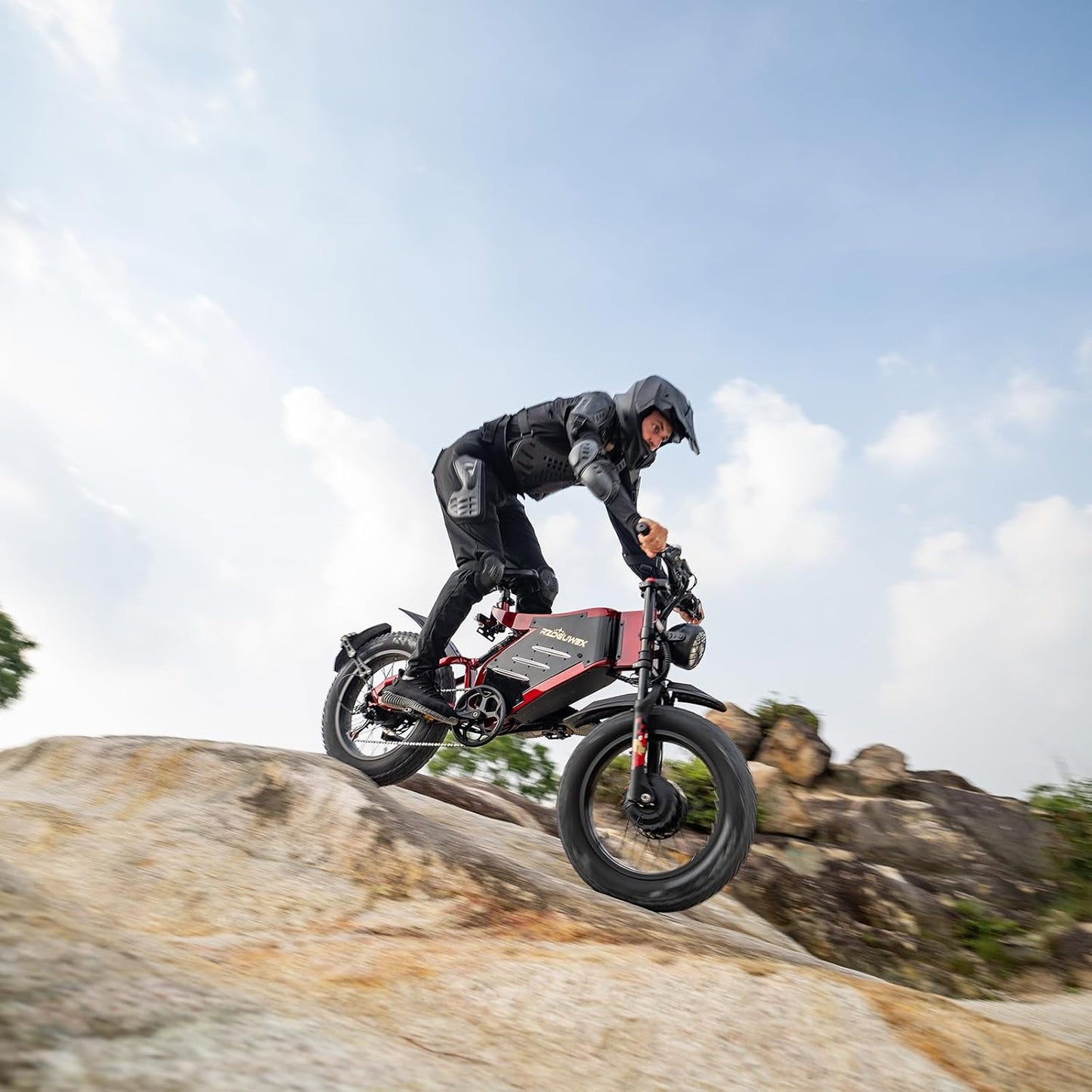 RZOGUWEX Electric Bicycle，20 Inch 160NM Dual Motor Off-Road EBIKE for Adults with 48V 30AH Detachable Lithium Ion Battery, Dual Hydraulic Brake