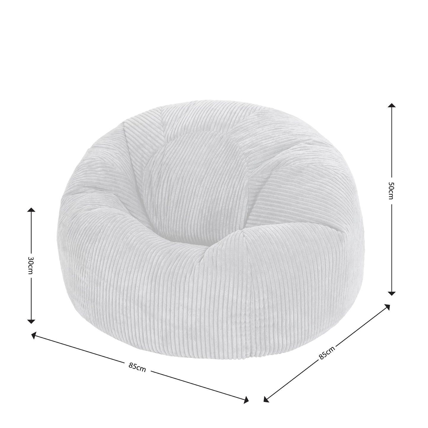 icon Kingston Cord Bean Bag, Beige, Large Adult Bean Bag Chair with Filling Included, Comfy Chair, Living Room Furniture, Bedroom Furniture