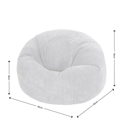 icon Kingston Cord Bean Bag, Beige, Large Adult Bean Bag Chair with Filling Included, Comfy Chair, Living Room Furniture, Bedroom Furniture