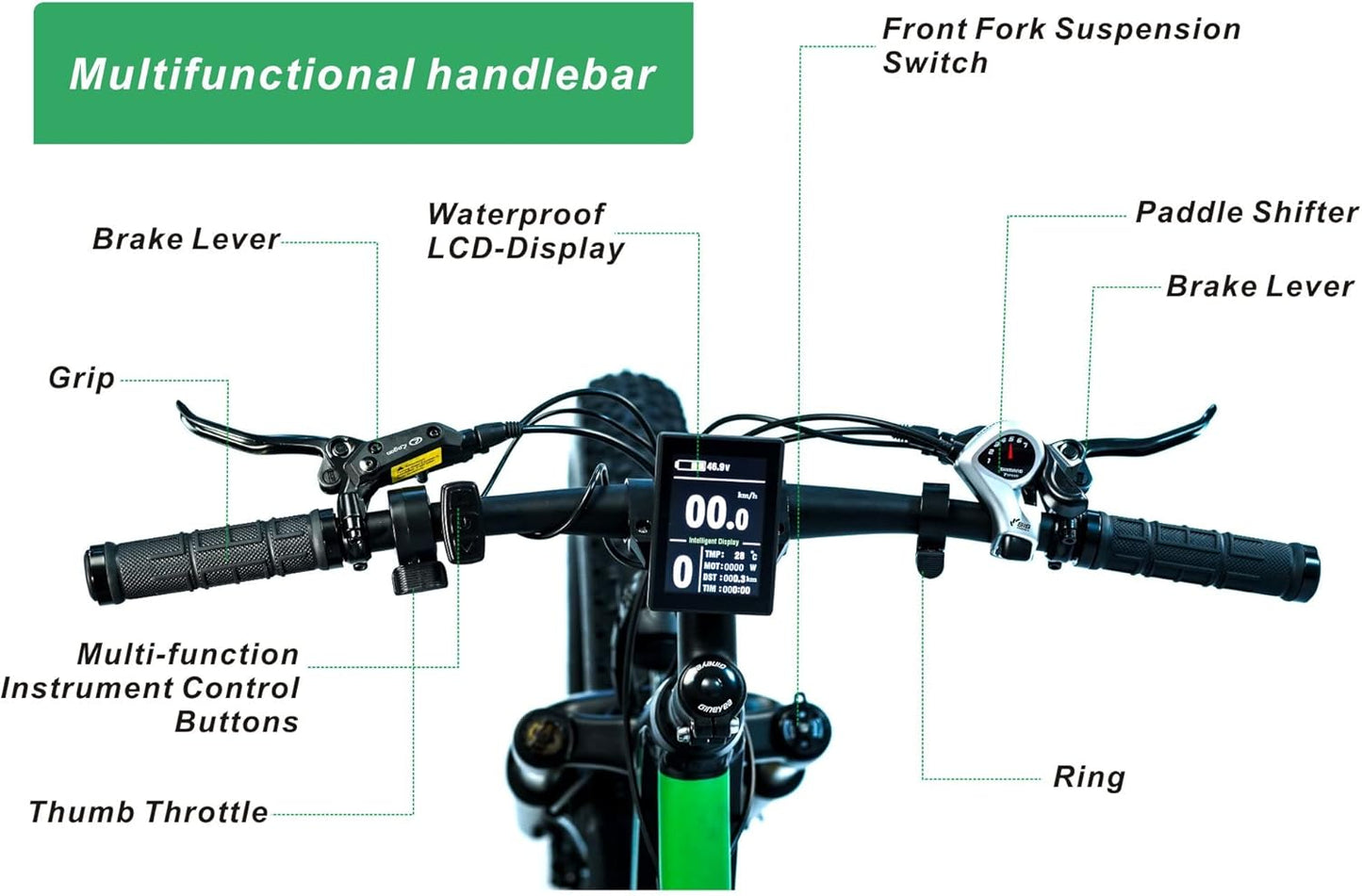 CEAYA Electric Bike, Electric Bikes For Adults 26 * 4.0 Fat Tire Electric Bikes 7 Speed E Bikes For Men