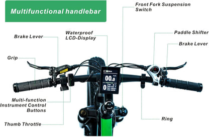 CEAYA Electric Bike, Electric Bikes For Adults 26 * 4.0 Fat Tire Electric Bikes 7 Speed E Bikes For Men