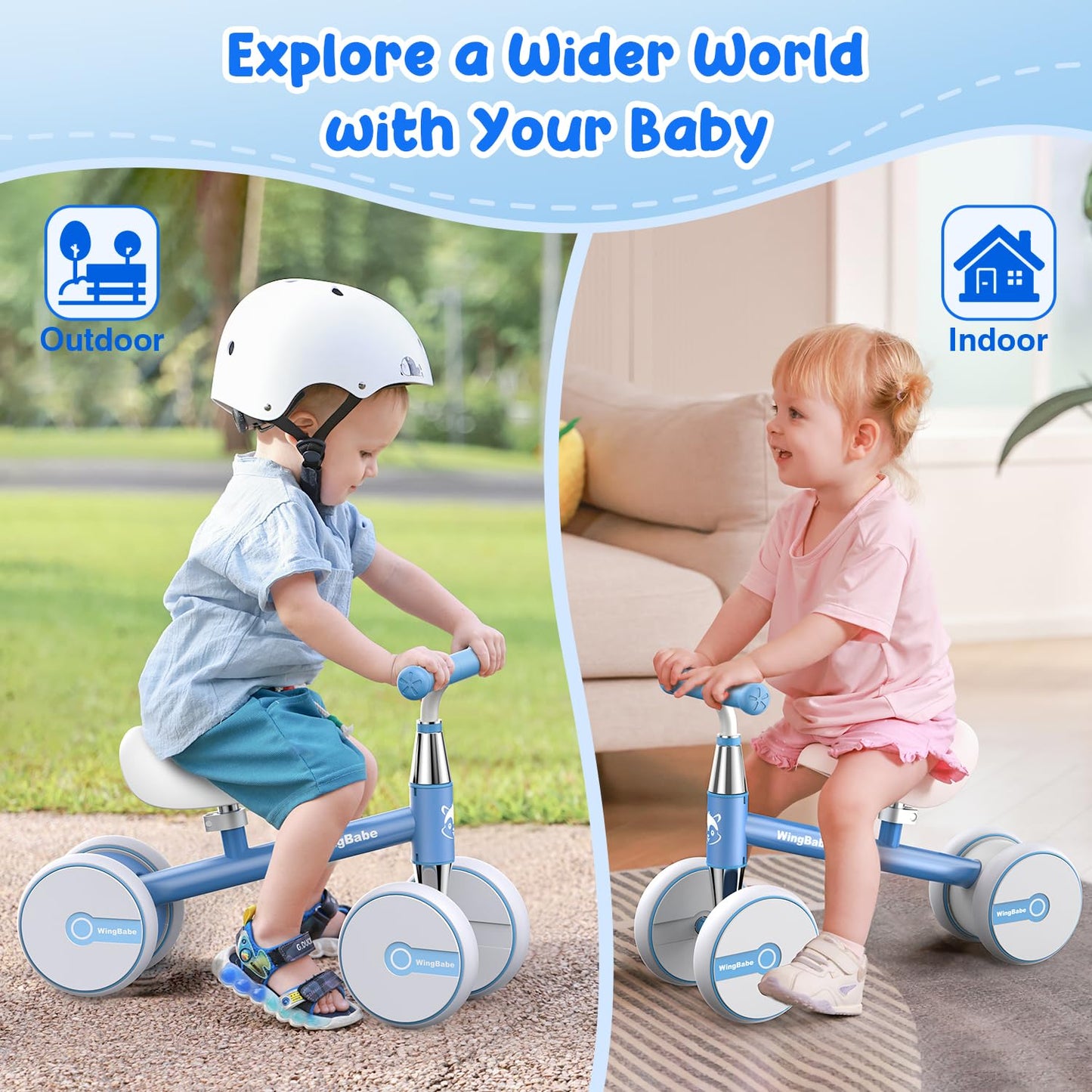 WINGBABE Baby Balance Bike for 1-2 Years Old Boys Girls,Toddler Balance Bike Ride on Toys for 10-24 Months Baby with Adjustable Seat, First bike for 1-2 Year Old Gifts