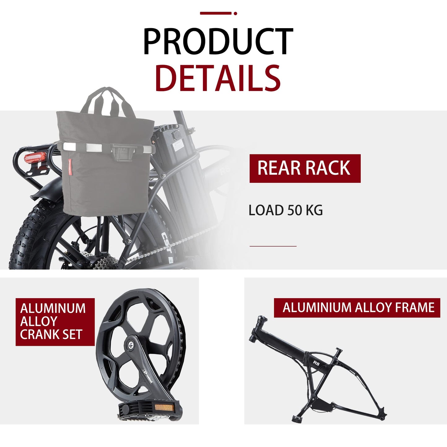 CEAYA Electric Bikes for Adults 20" Electric Folding Bike Fat Tyre E bike with 48V20AH Lithium Battery,Dual Disc Disc,8 Speed Gears