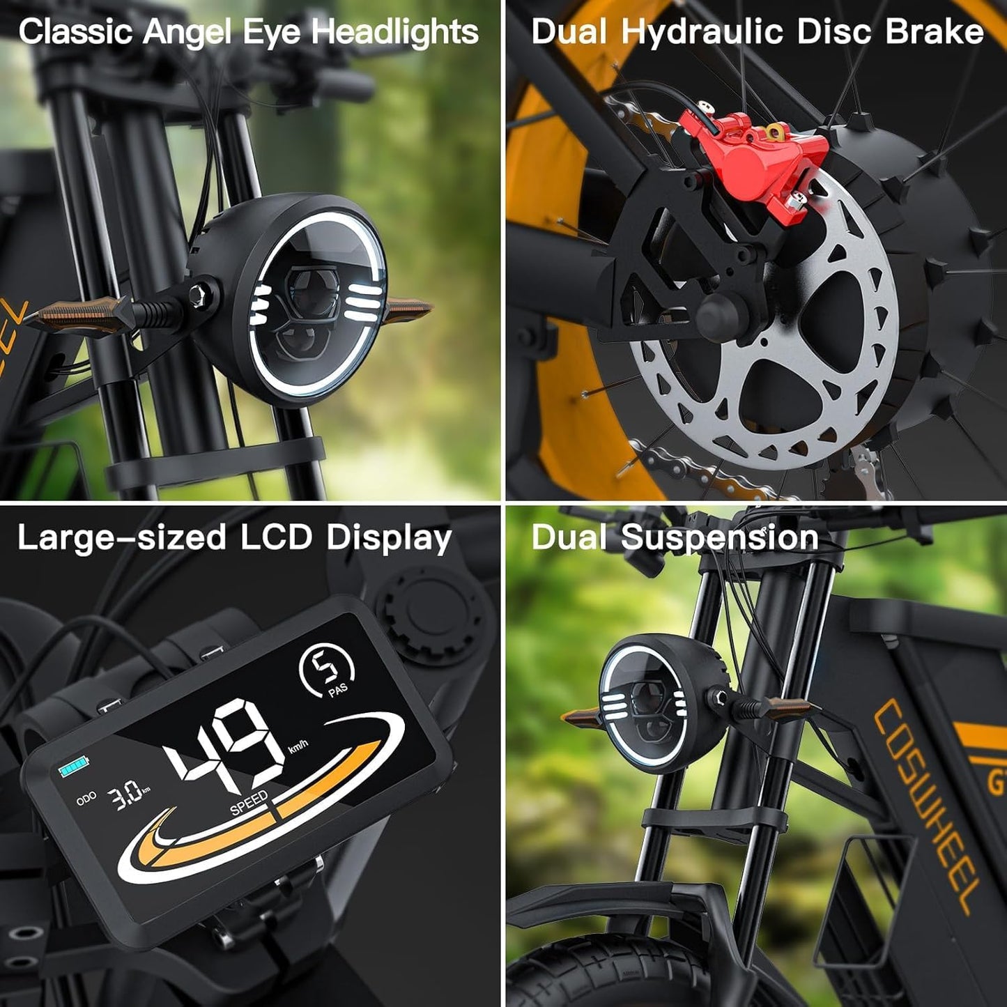 Electric Bikes GT20 For Adults,80Nm Motor Ebike with 48V 25AH 1200WH Removable Battery,Range Up to 140KM,Electric Mountain Bike with 7-Speed, 20" x4.0 Fat Tires Hydraulic Brake OFF Road Ebike