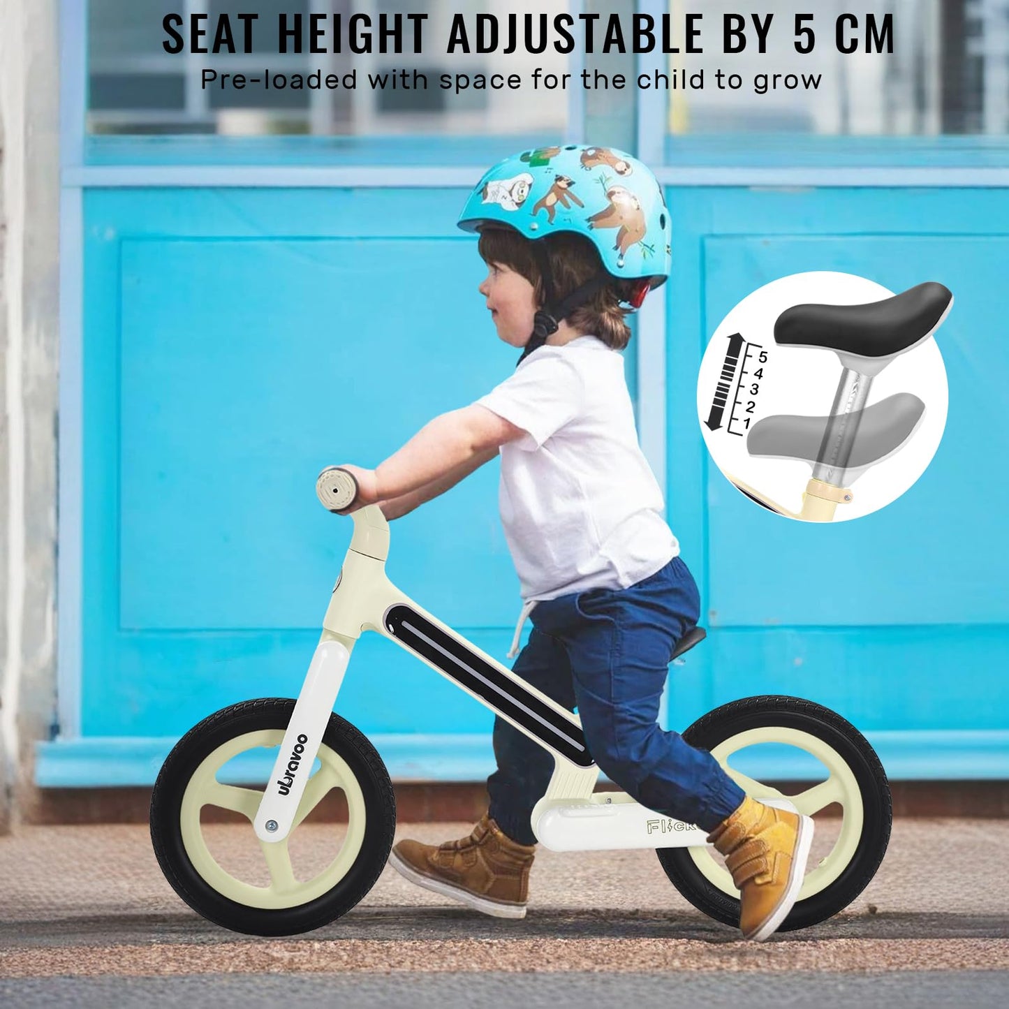 UBRAVOO Children Bike Ages 3 to 7 Years, Lightweight Nylon LED Light-Up Frame Kids' Bikes, No Pedal Beginner Training Kids Bicycle for Girls & Boys