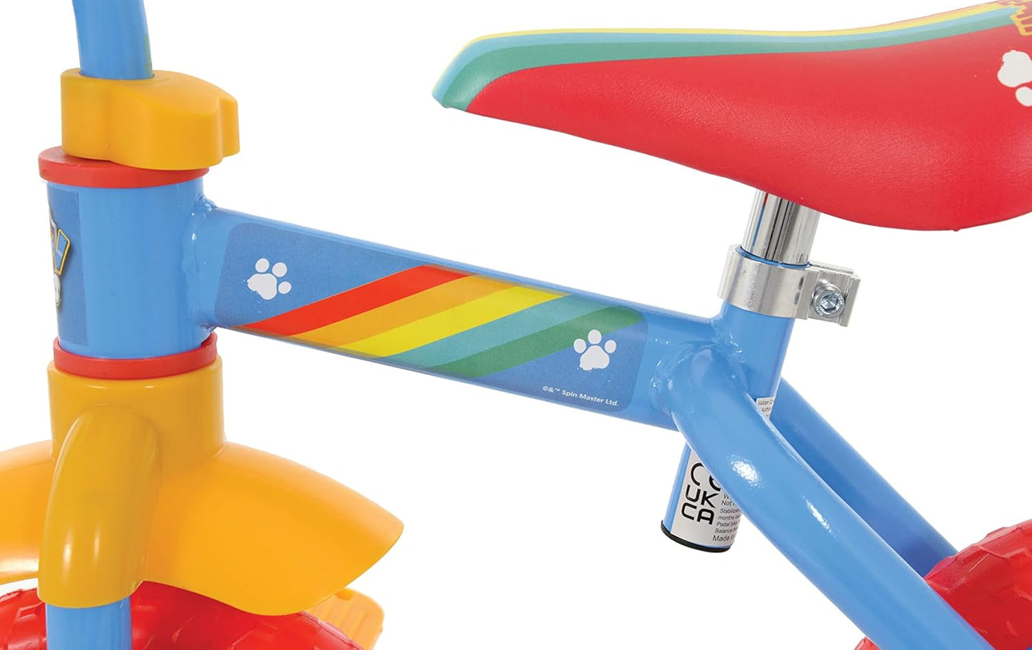 Paw Patrol 2-in-1 Training Bike - 10 Inch, Officially Licensed, Vibrant Decals, Sturdy Frame, Adjustable Seat and Handlebars - Perfect for Paw Patrol Fans - Ages 2+