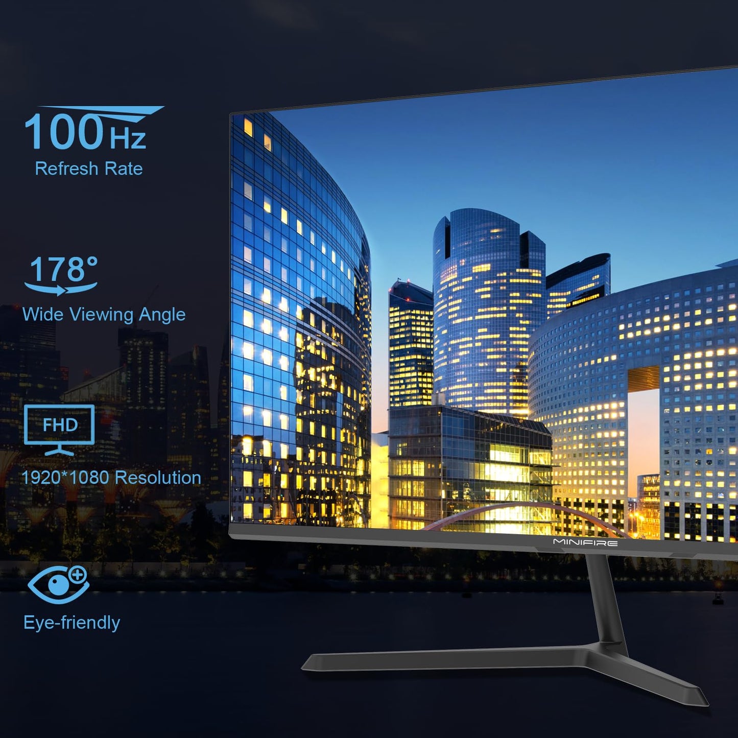 24 inch Curved Gaming Monitor 180Hz, 1ms, 130% sRGB, With Speakers, HDR, FreeSync, 300cd/m², VA, FHD 1080P, Frameless, HDMI1.4 DP1.2 Ports (MFG24C1 HDMI included)