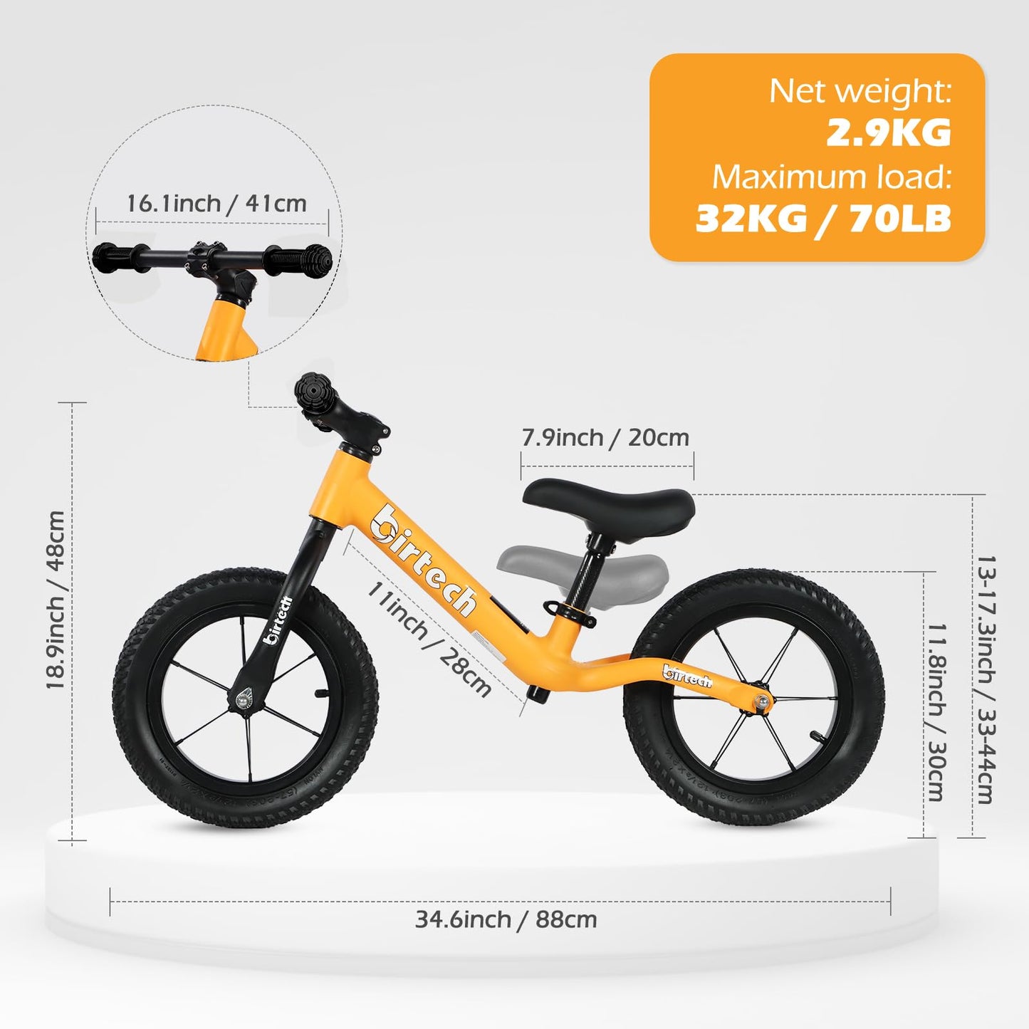 Hello-5ive 12" Balance Bike for 2, 3, 4, 5 Year Old Boys and Girls, Lightweight Nylon Frame Toddler Training Bike No Pedal Bikes for Kids with Adjustable Seat and Air Tires
