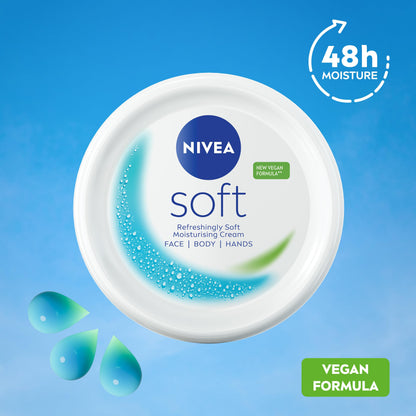 NIVEA Soft Moisturising Cream (500ml), A Moisturising Cream for Face, Body and Hands with Vitamin E and Jojoba Oil, Hand Cream Moisturises Deeply, All-Purpose Day Cream, 500 ml (Pack of 1) white