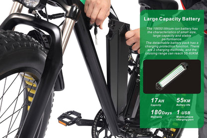 CEAYA Electric Bike, Electric Bikes For Adults 26 * 4.0 Fat Tire Electric Bikes 7 Speed E Bikes For Men