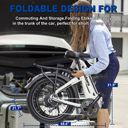 iENYRID E-bike Electric Bike for Adults,13Ah/17Ah Battery 30-90Km Range,250W Motor Hidoes E Bike for Men Women Electric Urban Bike Adults,20"/27.5" Fat Tire Electric Bike 7-Speed