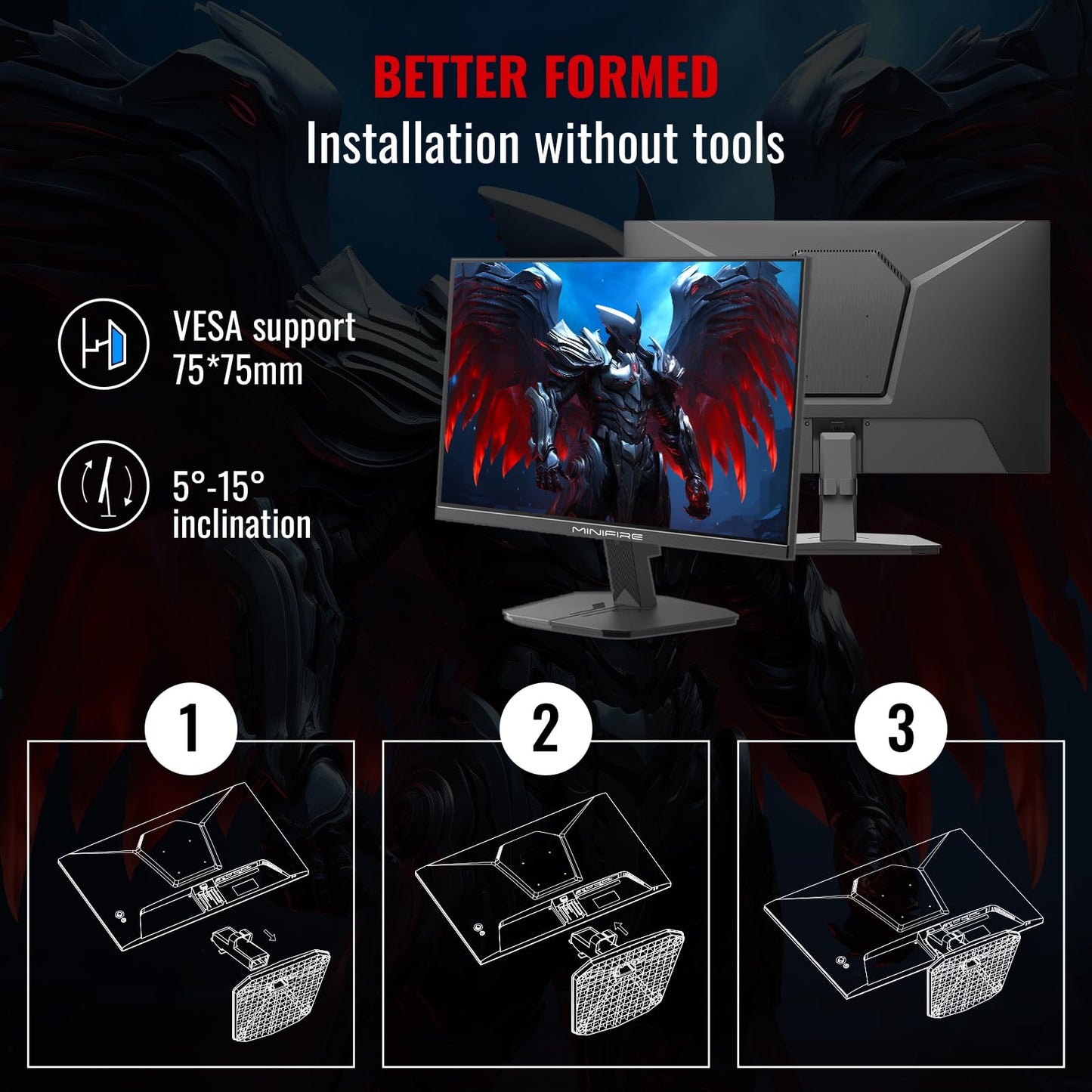 24 inch Curved Gaming Monitor 180Hz, 1ms, 130% sRGB, With Speakers, HDR, FreeSync, 300cd/m², VA, FHD 1080P, Frameless, HDMI1.4 DP1.2 Ports (MFG24C1 HDMI included)