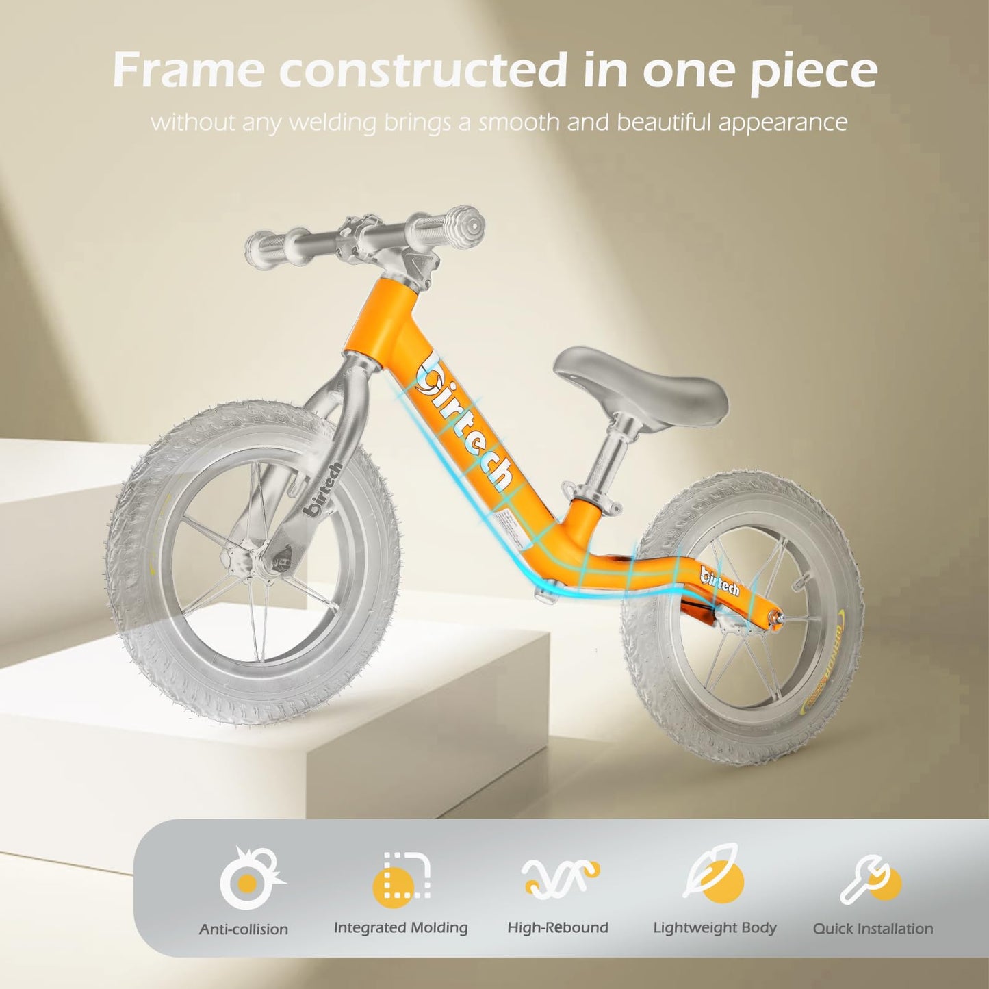 Hello-5ive 12" Balance Bike for 2, 3, 4, 5 Year Old Boys and Girls, Lightweight Nylon Frame Toddler Training Bike No Pedal Bikes for Kids with Adjustable Seat and Air Tires