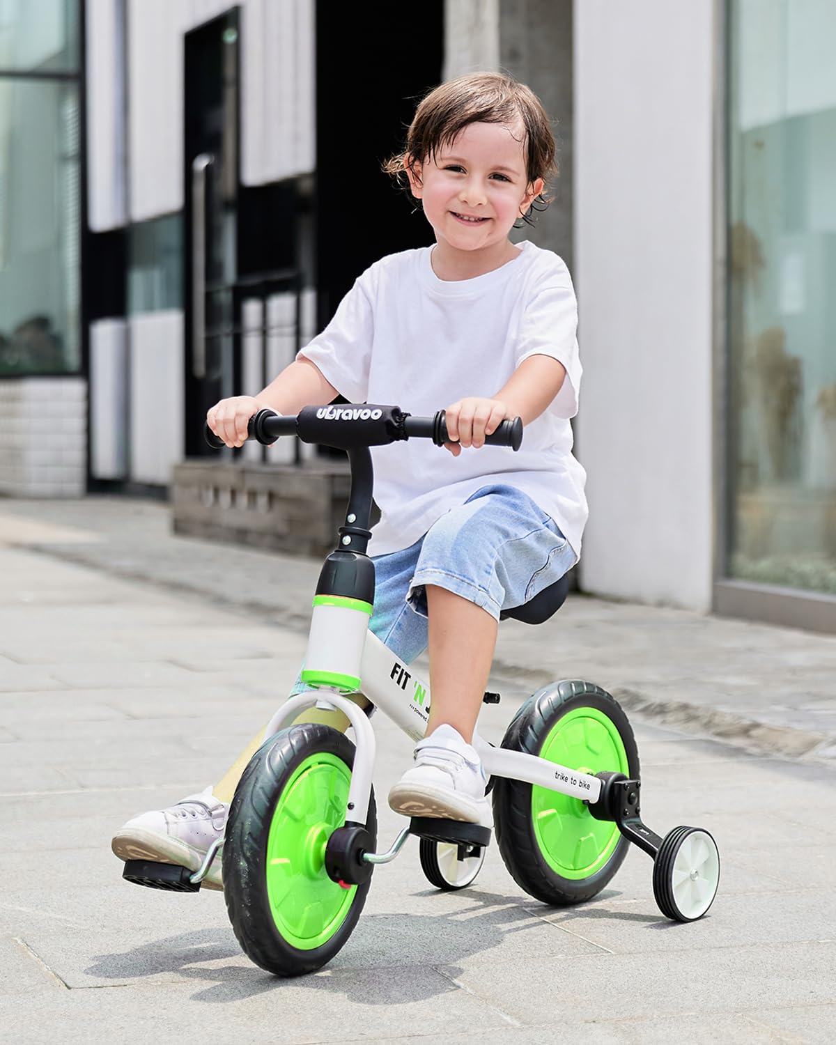 UBRAVOO Fit 'n Joy Beginner Toddler Training Bicycle, 4-in-1 Kids Balance Bike with Pedals & Training Wheels Options, Trike to Bike Riding Toys for Boys Girls 2-5