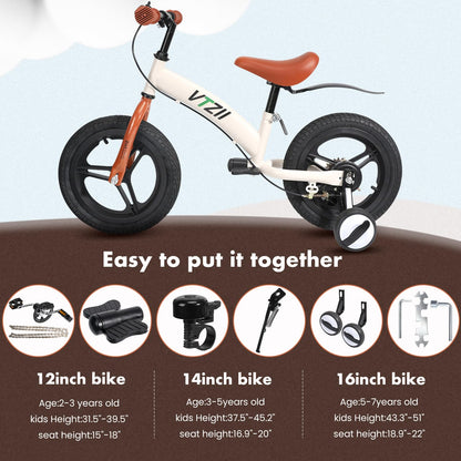 VTZII Balance Bike 2 in 1 with Pedals Brake Training Wheels Kickstand Pneumatic tyre,for Kids 2-7 Years Old,Kids Bike 12 14 16 inch