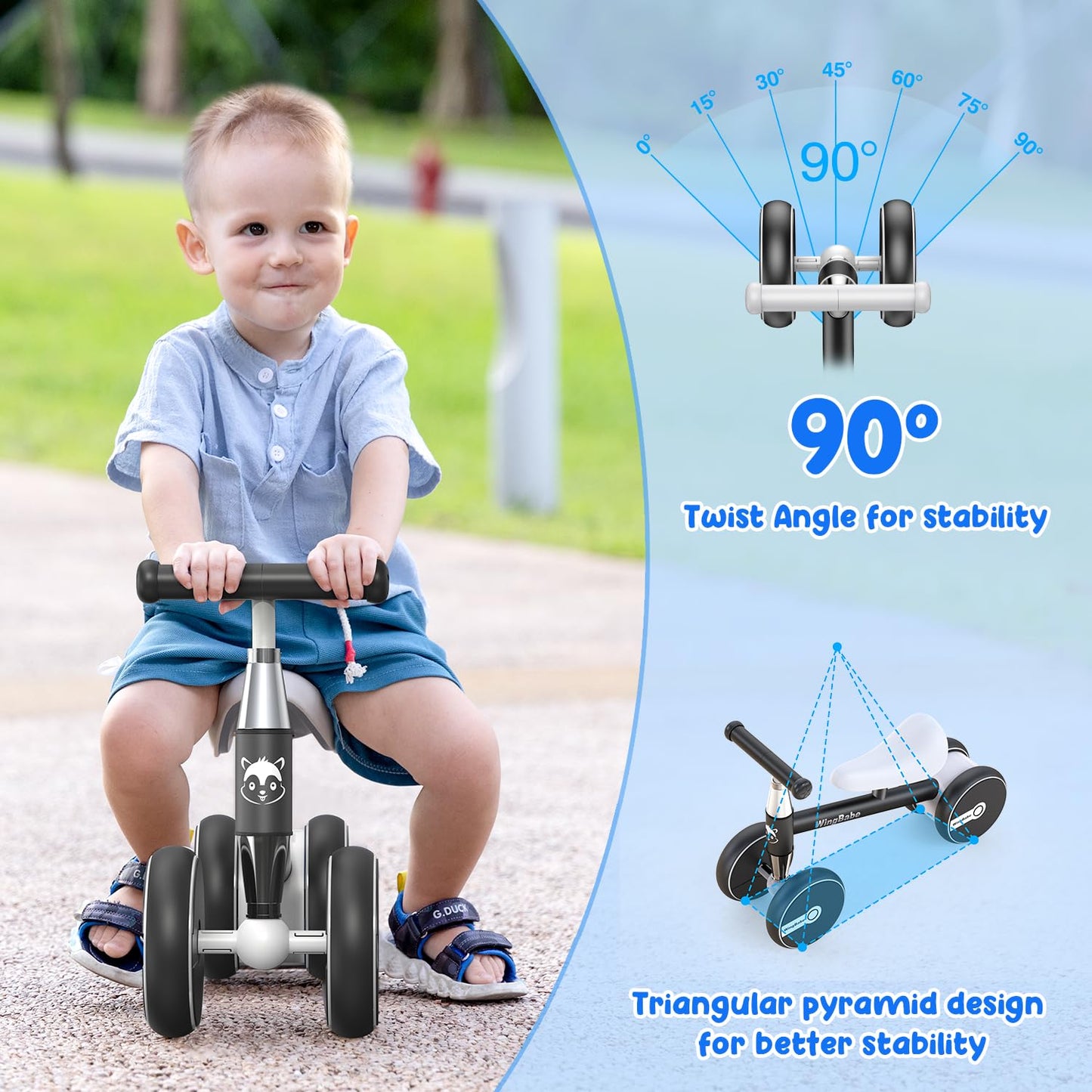 WINGBABE Baby Balance Bike for 1-2 Years Old Boys Girls,Toddler Balance Bike Ride on Toys for 10-24 Months Baby with Adjustable Seat, First bike for 1-2 Year Old Gifts