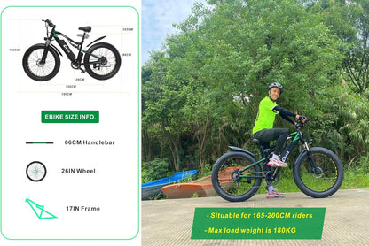 CEAYA Electric Bike, Electric Bikes For Adults 26 * 4.0 Fat Tire Electric Bikes 7 Speed E Bikes For Men