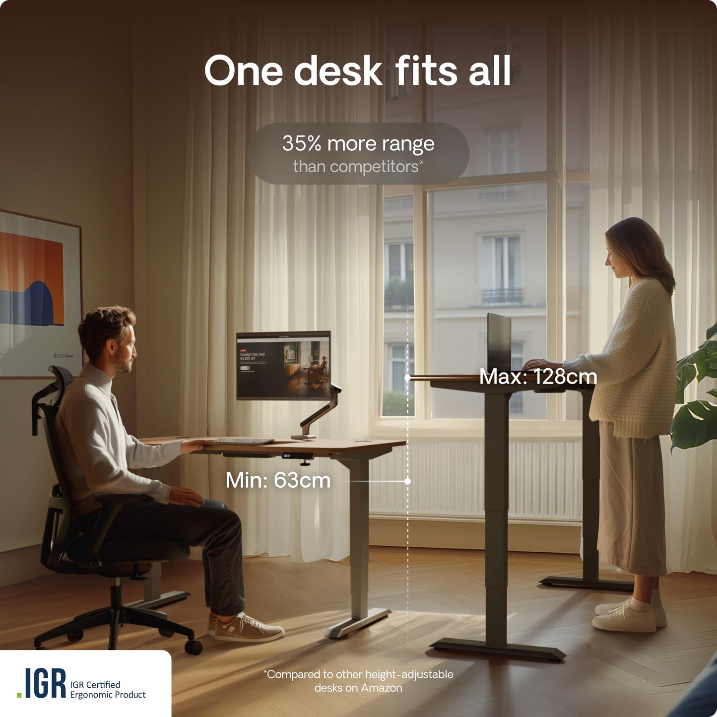 Height-Adjustable Desk 180 x 80cm - Standing Desk - Integrated USB/USB-C - 3 Memory Presets - Dual Motor Electric Touchscreen Stand Up Table - Great Gift for Smart Home Solutions