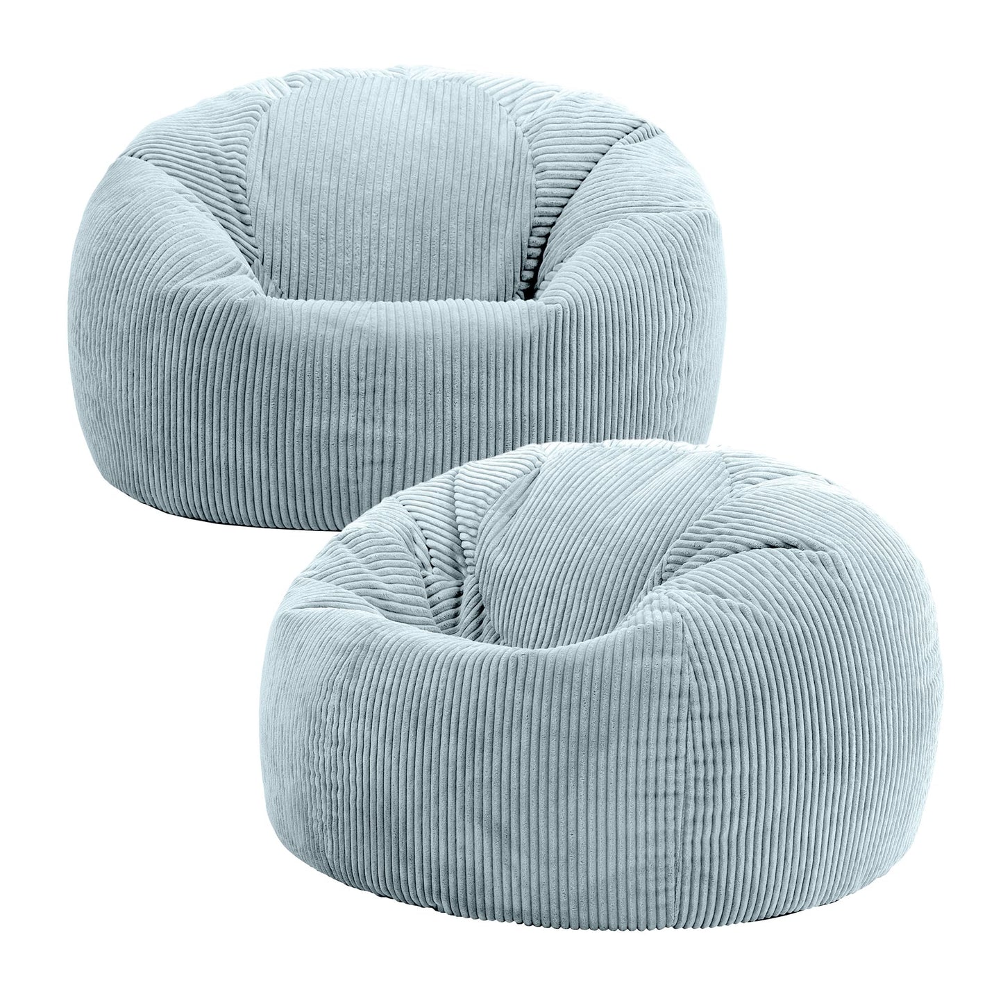 icon Kingston Cord Bean Bag, Beige, Large Adult Bean Bag Chair with Filling Included, Comfy Chair, Living Room Furniture, Bedroom Furniture