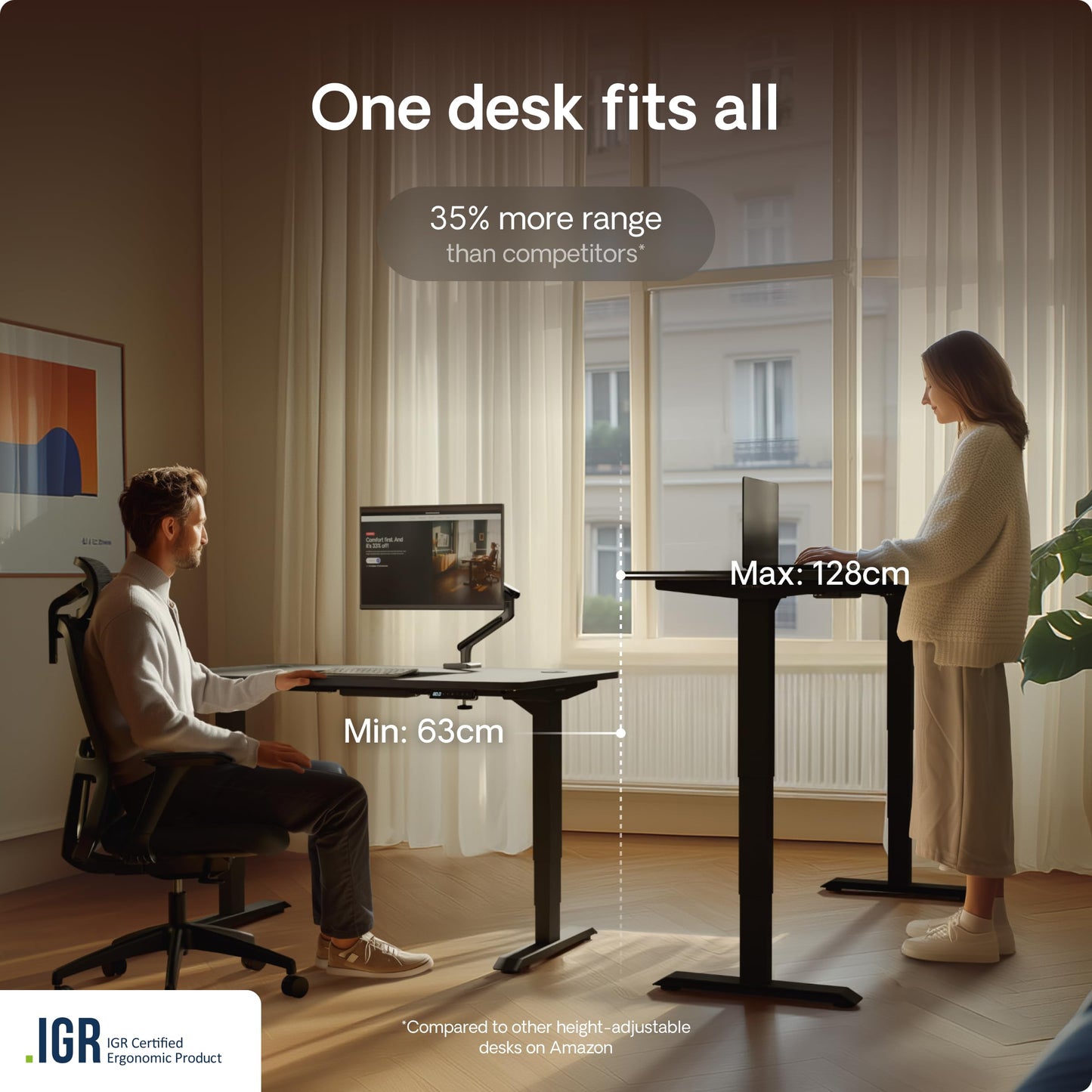Height-Adjustable Desk 180 x 80cm - Standing Desk - Integrated USB/USB-C - 3 Memory Presets - Dual Motor Electric Touchscreen Stand Up Table - Great Gift for Smart Home Solutions