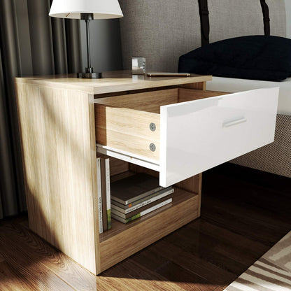 ELEGANT 3 Pieces Bedroom Furniture Sets High Gloss Soft Close Wardrobe with Mirror + 4 Storage Drawer Chest of Drawers Bedside Cabinet, Black and Set