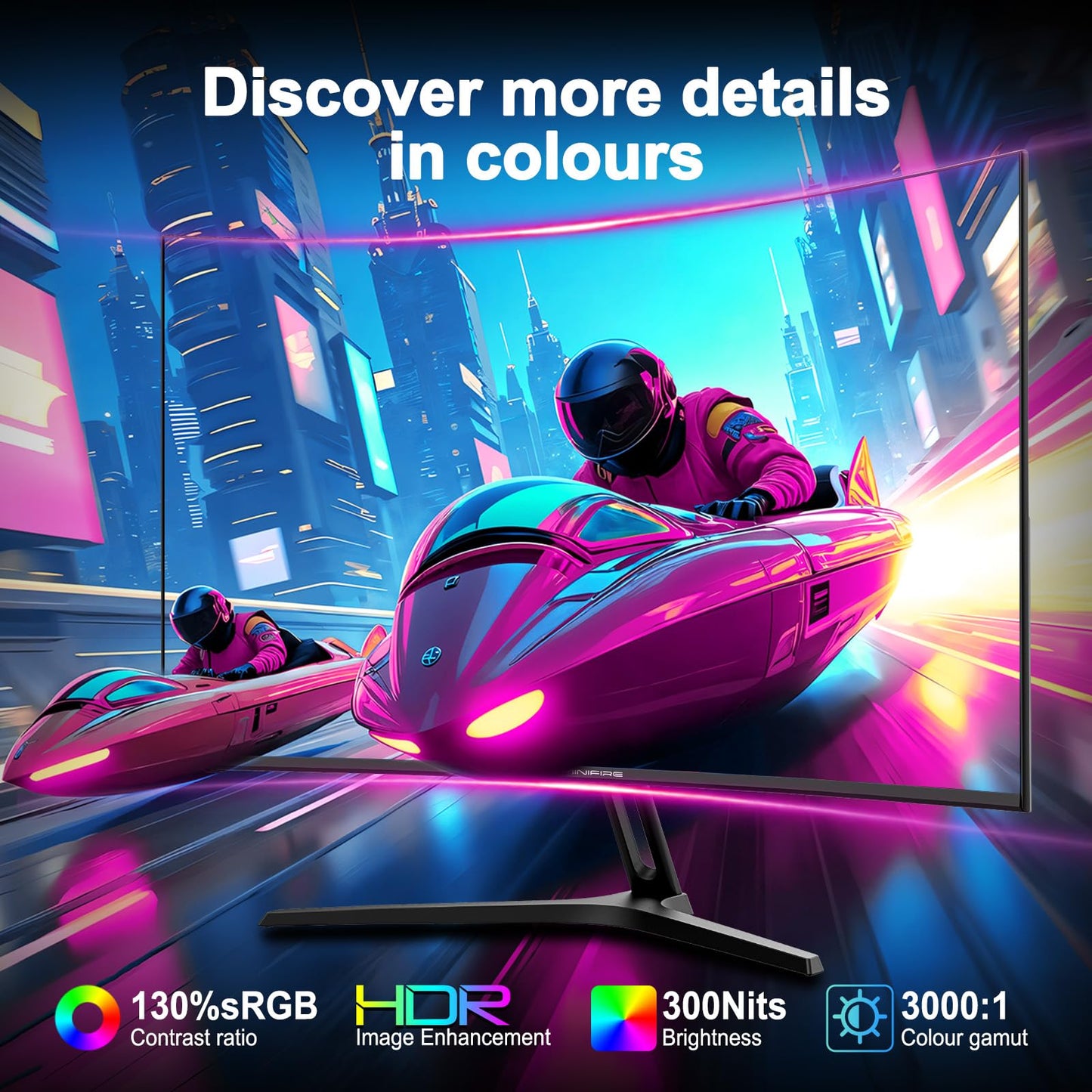 24 inch Curved Gaming Monitor 180Hz, 1ms, 130% sRGB, With Speakers, HDR, FreeSync, 300cd/m², VA, FHD 1080P, Frameless, HDMI1.4 DP1.2 Ports (MFG24C1 HDMI included)