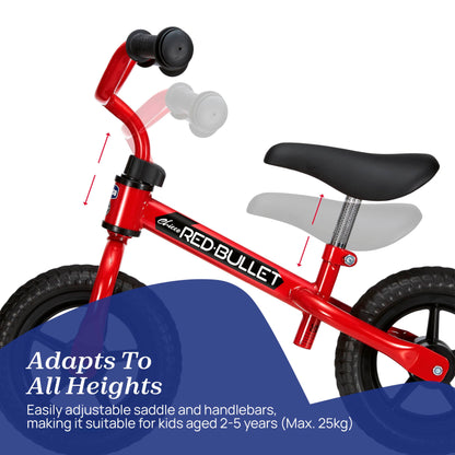 Chicco Red Bullet Toddler Balance Bike 2 to 5 Years Old, No Pedal Walking Girls and Boys Bike. Ideal First Bike, Birthday Gift and Outdoor Toy