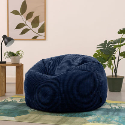 icon Kingston Cord Bean Bag, Beige, Large Adult Bean Bag Chair with Filling Included, Comfy Chair, Living Room Furniture, Bedroom Furniture