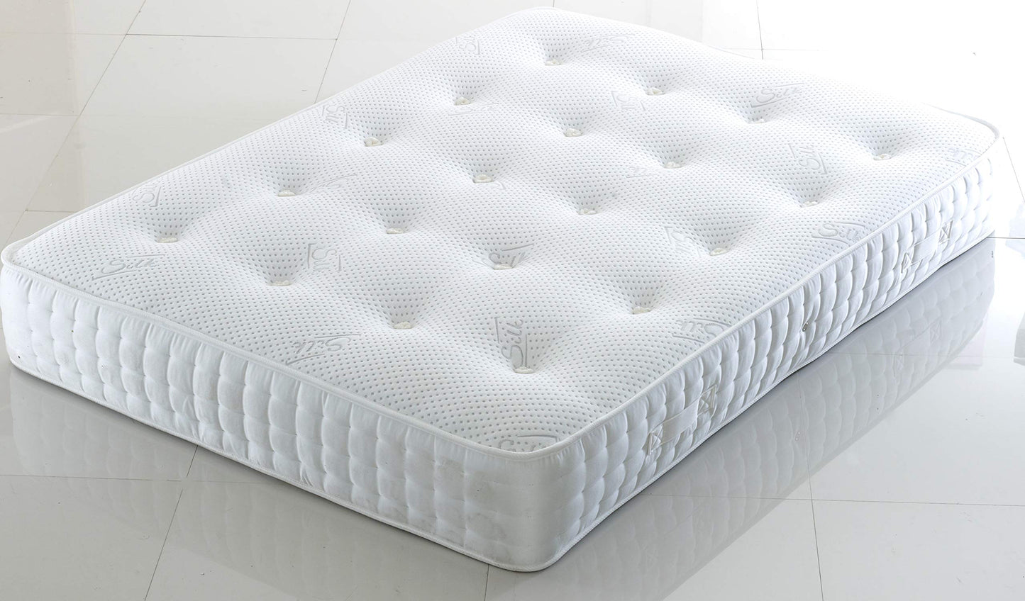 Plush Velvet Ottoman Divan Bed Foot Lift Open With 1000 Pocket Mattress And Horizontal Lined Headboard | Gas Lift Ottoman Storage Divan Bed Set (Silver, 5.0FT King Size)