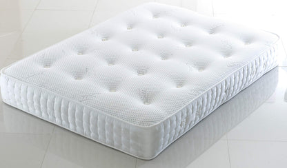 Plush Velvet Ottoman Divan Bed Foot Lift Open With 1000 Pocket Mattress And Horizontal Lined Headboard | Gas Lift Ottoman Storage Divan Bed Set (Silver, 5.0FT King Size)