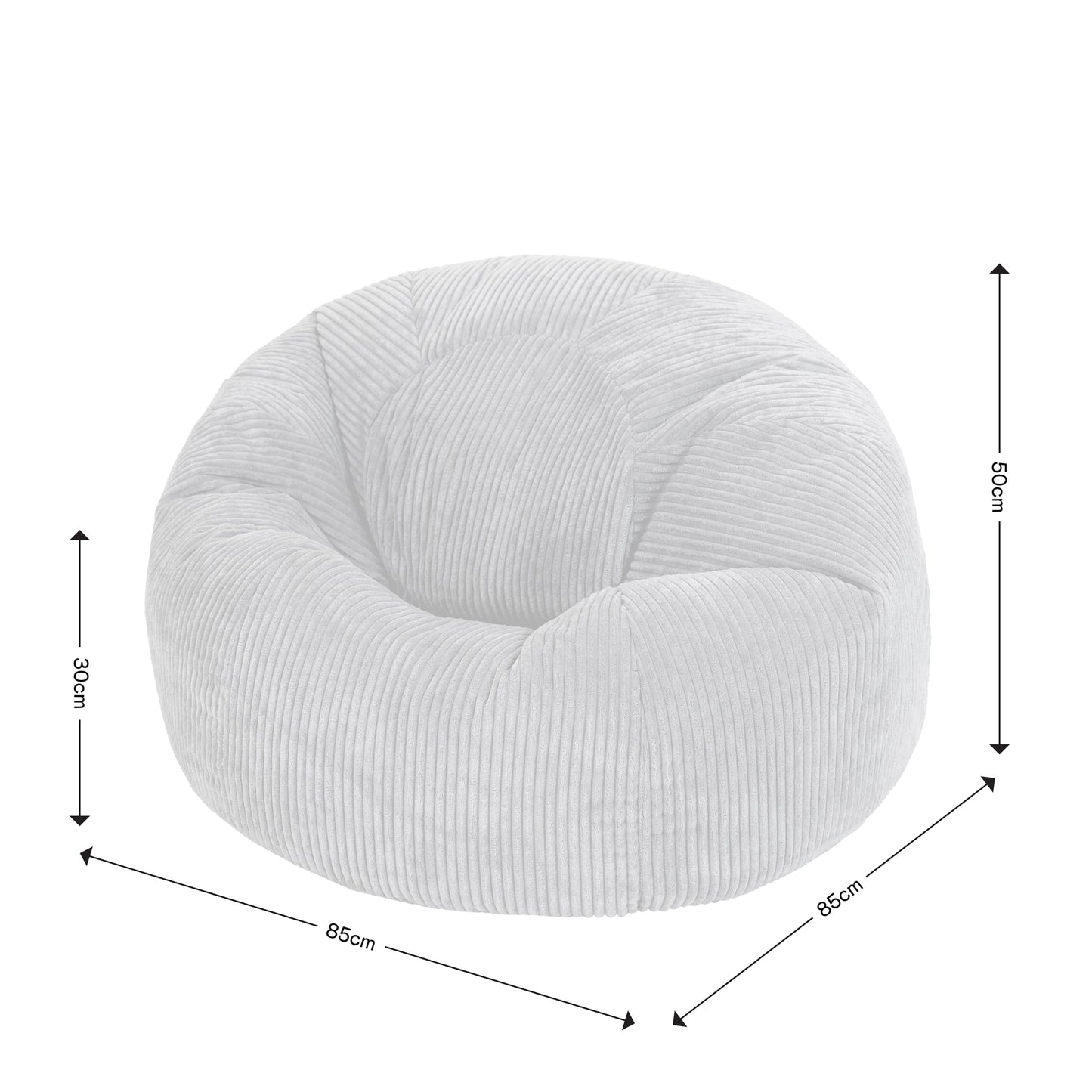 icon Kingston Cord Bean Bag, Beige, Large Adult Bean Bag Chair with Filling Included, Comfy Chair, Living Room Furniture, Bedroom Furniture