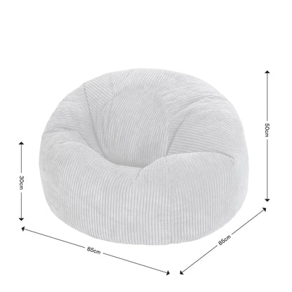 icon Kingston Cord Bean Bag, Beige, Large Adult Bean Bag Chair with Filling Included, Comfy Chair, Living Room Furniture, Bedroom Furniture