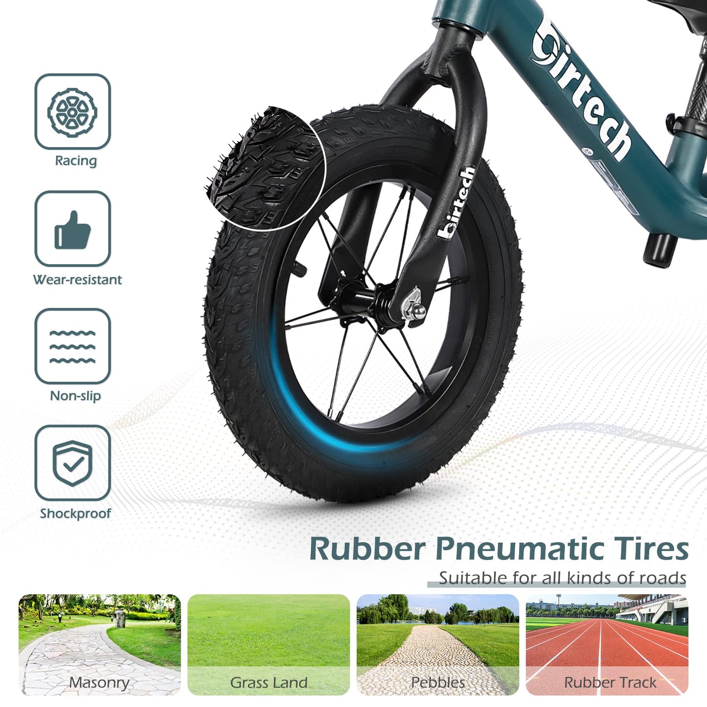 Hello-5ive 12" Balance Bike for 2, 3, 4, 5 Year Old Boys and Girls, Lightweight Nylon Frame Toddler Training Bike No Pedal Bikes for Kids with Adjustable Seat and Air Tires