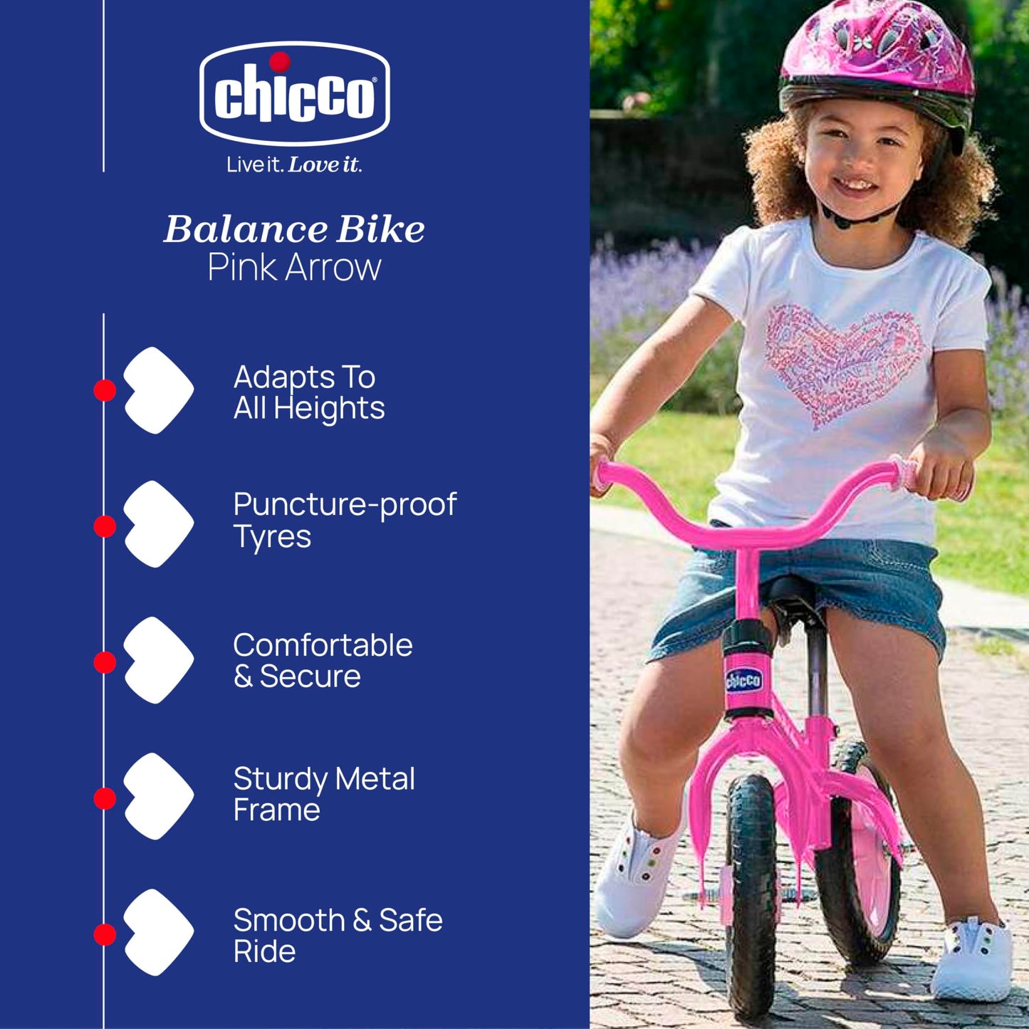Chicco Red Bullet Toddler Balance Bike 2 to 5 Years Old, No Pedal Walking Girls and Boys Bike. Ideal First Bike, Birthday Gift and Outdoor Toy