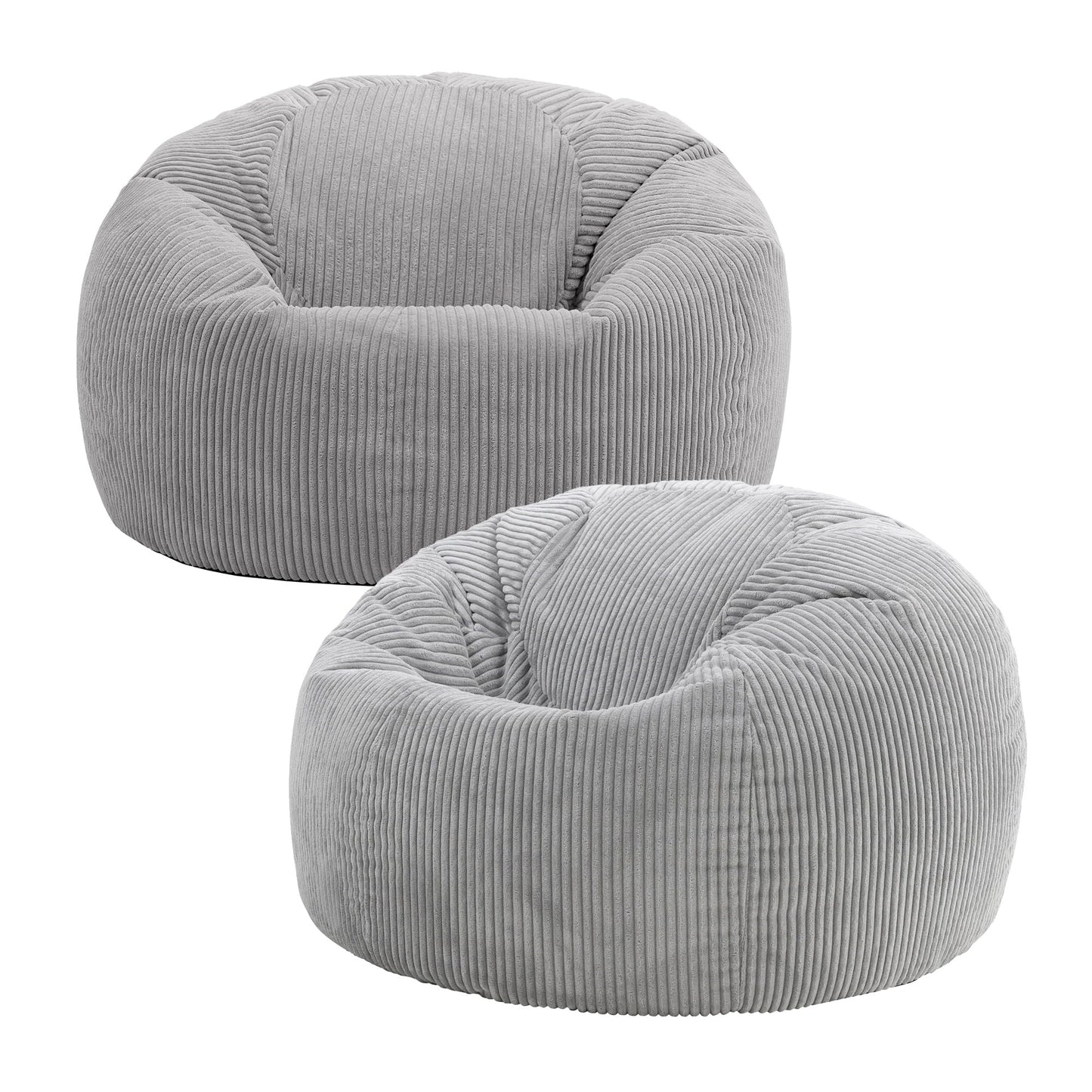 icon Kingston Cord Bean Bag, Beige, Large Adult Bean Bag Chair with Filling Included, Comfy Chair, Living Room Furniture, Bedroom Furniture