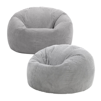 icon Kingston Cord Bean Bag, Beige, Large Adult Bean Bag Chair with Filling Included, Comfy Chair, Living Room Furniture, Bedroom Furniture