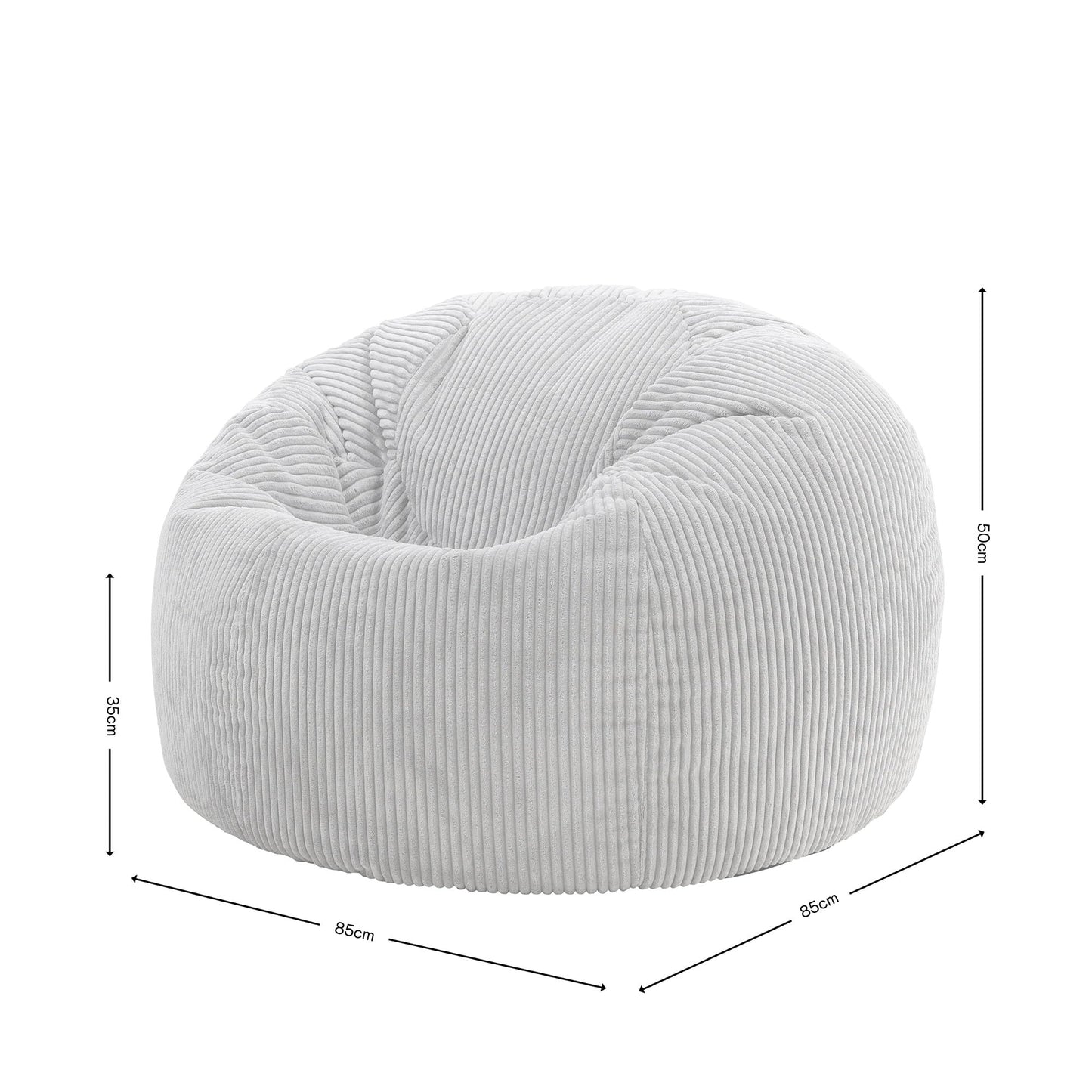icon Kingston Cord Bean Bag, Beige, Large Adult Bean Bag Chair with Filling Included, Comfy Chair, Living Room Furniture, Bedroom Furniture