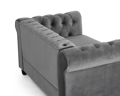 Chesterfield Sofa Velvet Upholstered Couch in 2 Seater or 3 Seater Fabric Sofa in Grey, Blue, Black, Green, Gold (2 Seater, Black)