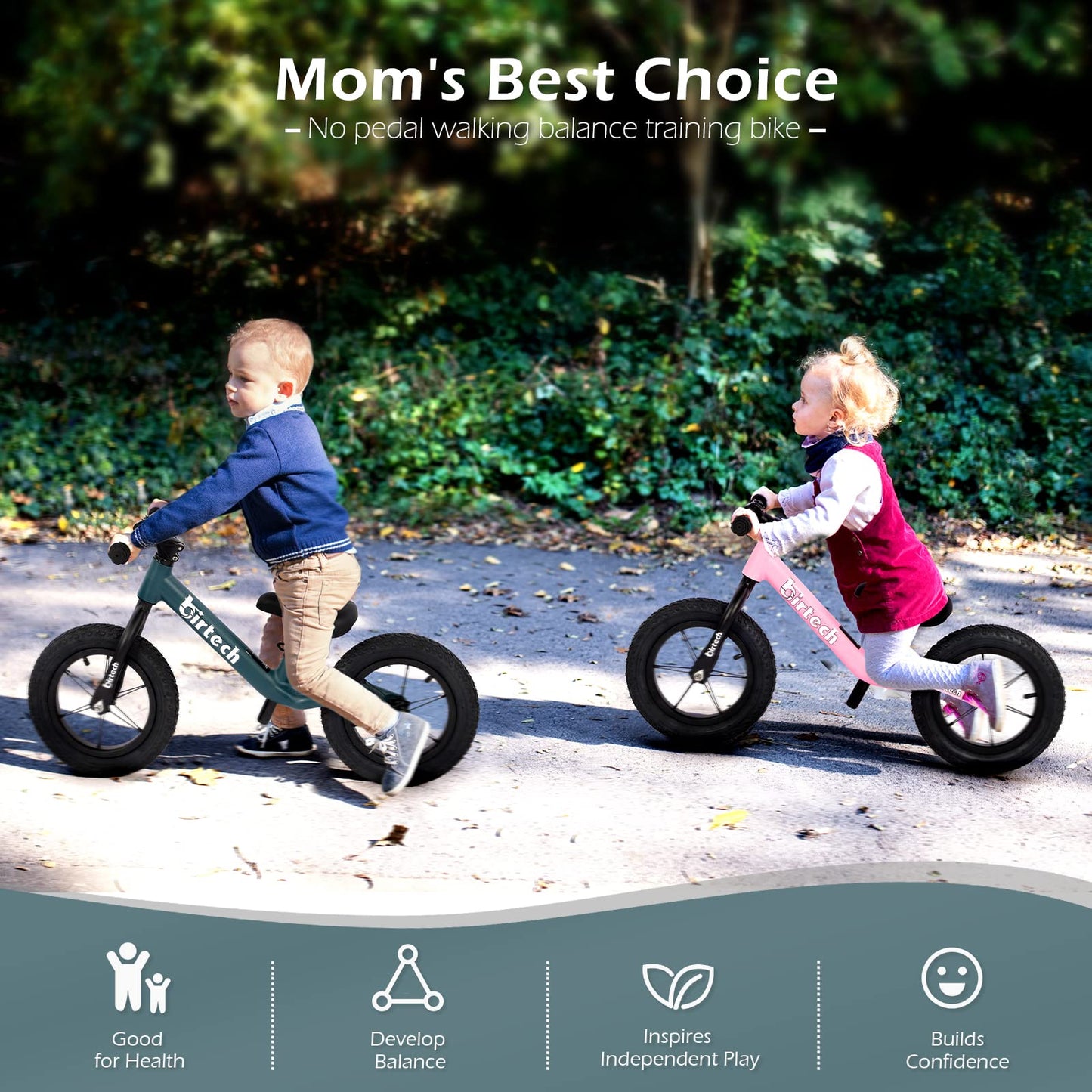 Hello-5ive 12" Balance Bike for 2, 3, 4, 5 Year Old Boys and Girls, Lightweight Nylon Frame Toddler Training Bike No Pedal Bikes for Kids with Adjustable Seat and Air Tires