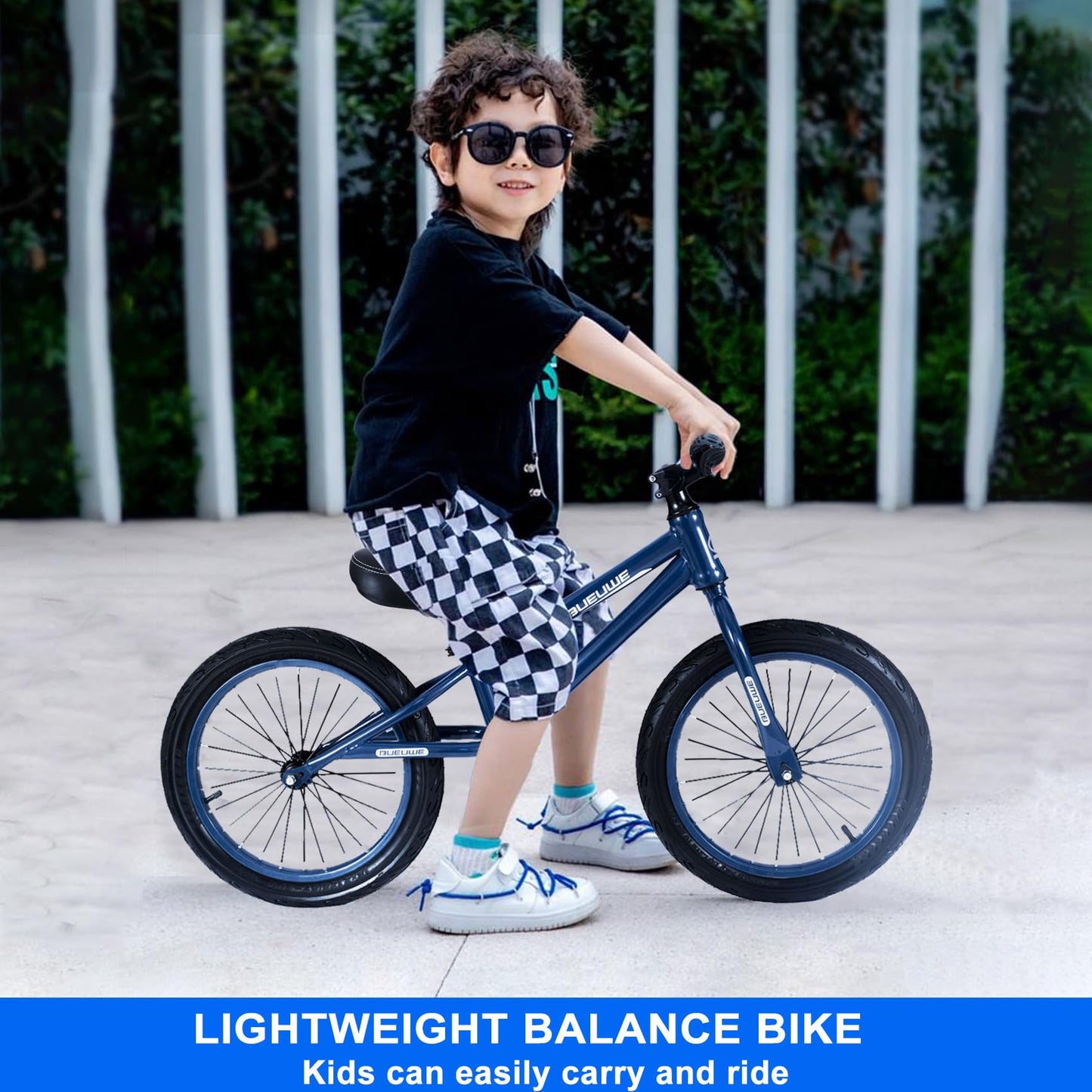Bueuwe 16 Inch Balance Bike for Big Kids Aged 4 5 6 7 8 and 9 Years Old Boys Girls,Large No Pedal Training Bicycle, Adjustable Seat, Pneumatic Tires, Quick Assembly