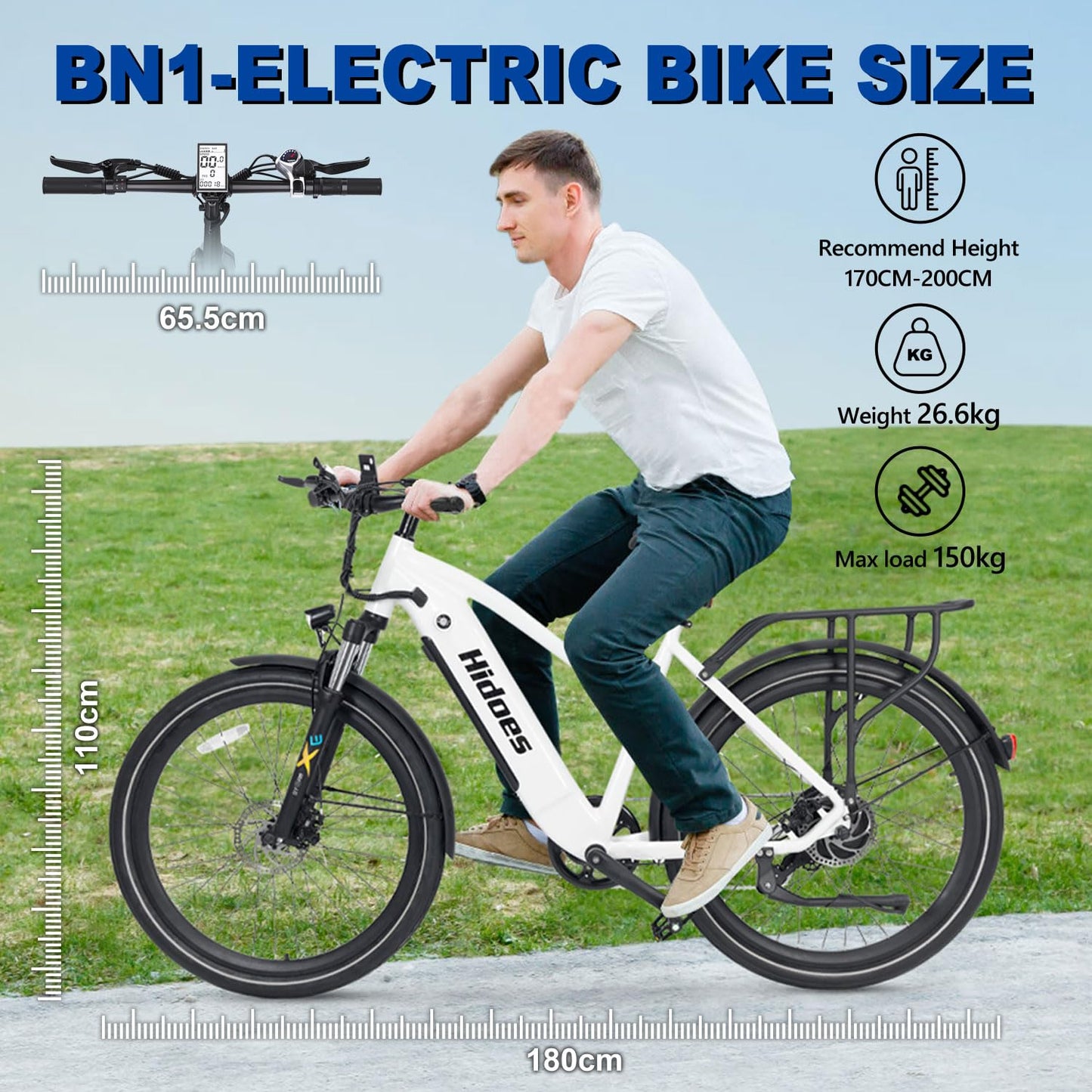 iENYRID E-bike Electric Bike for Adults,13Ah/17Ah Battery 30-90Km Range,250W Motor Hidoes E Bike for Men Women Electric Urban Bike Adults,20"/27.5" Fat Tire Electric Bike 7-Speed