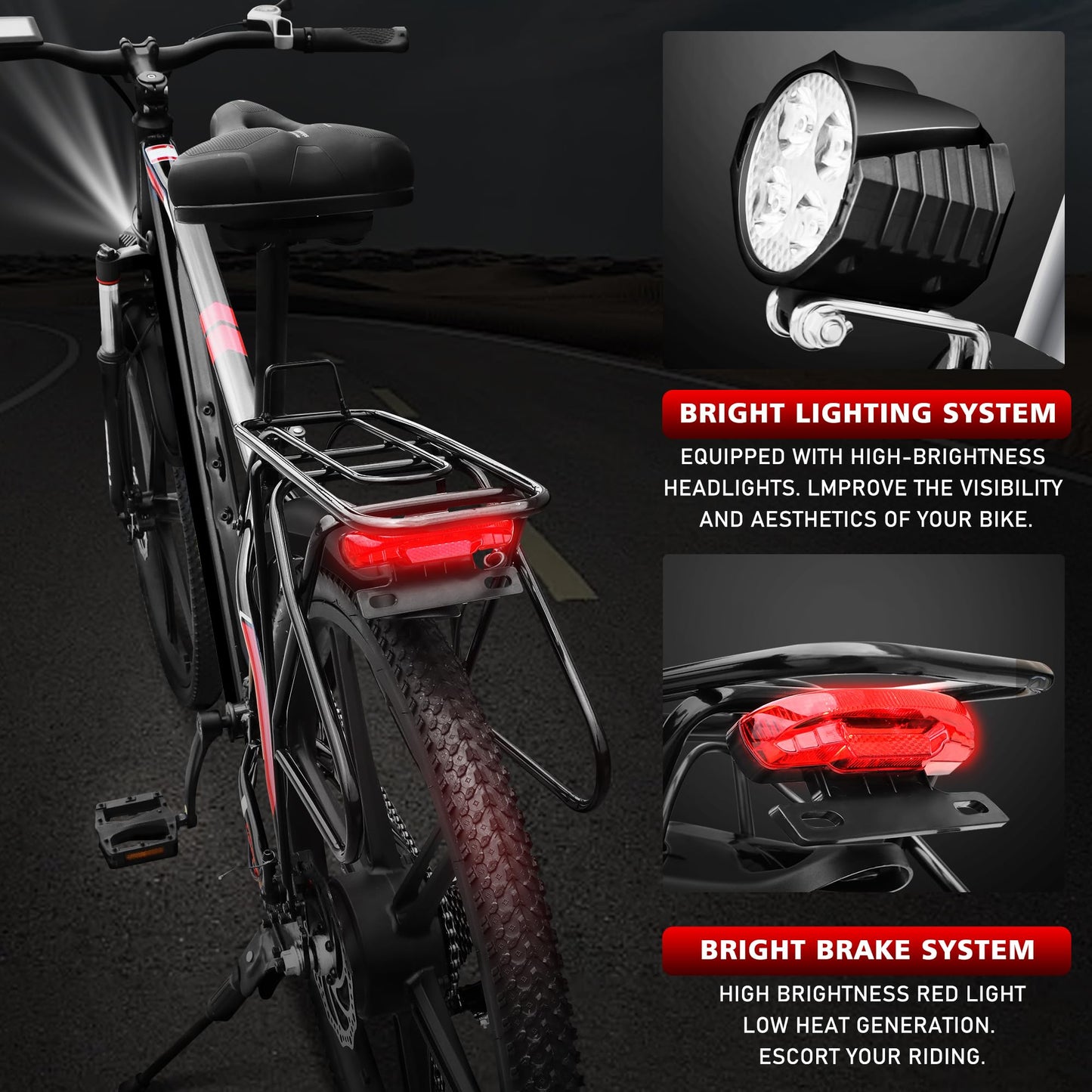 GSOU 26" Electric Bikes for Adults. 2603 E-Bike with 250W High-Speed Mid-Drive Brushless Motor. Electric Bicycle Built-in 36V-10.4AH Removable Li-Ion Battery, 27-Speed, LCD Display, Dual Disc Brake