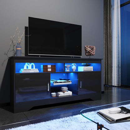 ELEGANT 1200mm LED TV Cabinet Modern White Gloss TV Stand with Ambient Lights for Living Room and Bedroom with Storage Furniture for 32 40 43 50 inch 4k TV