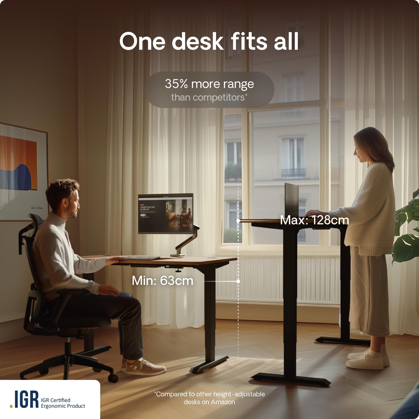 Height-Adjustable Desk 180 x 80cm - Standing Desk - Integrated USB/USB-C - 3 Memory Presets - Dual Motor Electric Touchscreen Stand Up Table - Great Gift for Smart Home Solutions