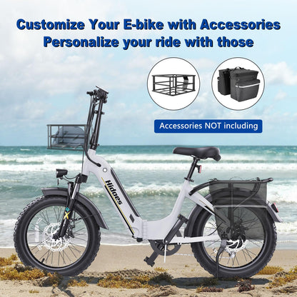 iENYRID E-bike Electric Bike for Adults,13Ah/17Ah Battery 30-90Km Range,250W Motor Hidoes E Bike for Men Women Electric Urban Bike Adults,20"/27.5" Fat Tire Electric Bike 7-Speed
