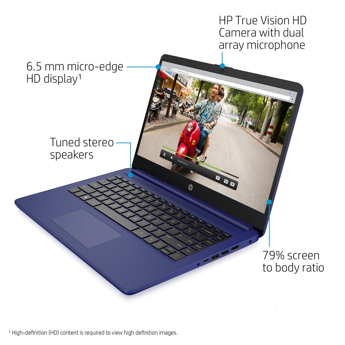HP 14" Laptop, Intel Core i3-1215U Processor, 8 GB RAM, 256 GB SSD, Intel UHD Graphics, FHD Display, Up to 8hrs battery, Win 11, Dual Speakers, Natural Silver, 14s-dq5003sa